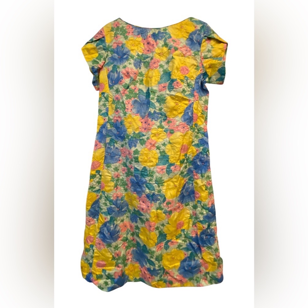 Vintage Floral Dress with Yellow and Blue Accents